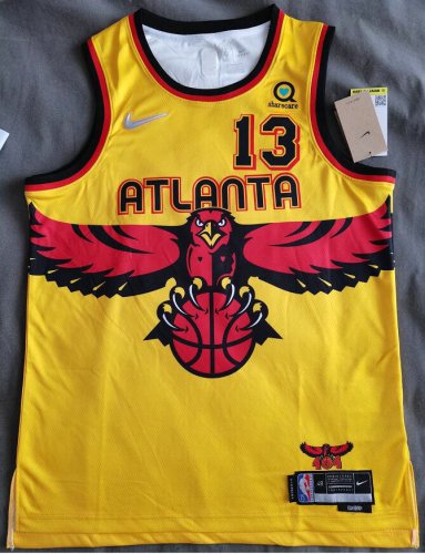 NBA 13 Bogdanovic Hawks 21-22 City Maillot jaune imprimé